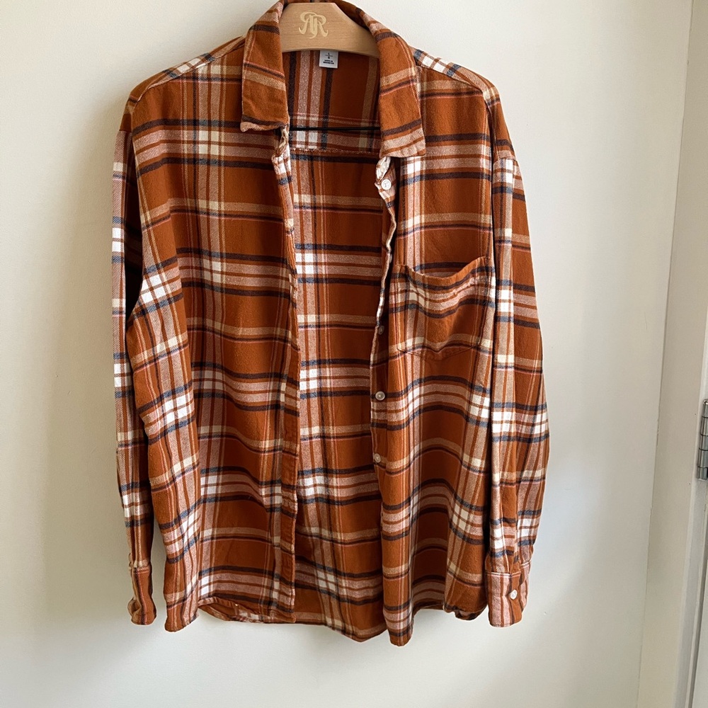 Old Navy Orange Plaid Shirt